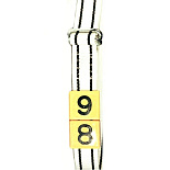 Riem nylon knelgesp 130cm, wit / zwarte strepen