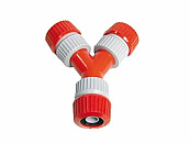 Y-vertakking met 3 opgeschroefde slanghouders ø 12-18 mm (pvc) op kaart