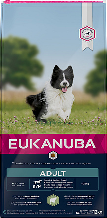 Eukanuba Hondenvoer Adult S/M Lamb & Rice 12 kg