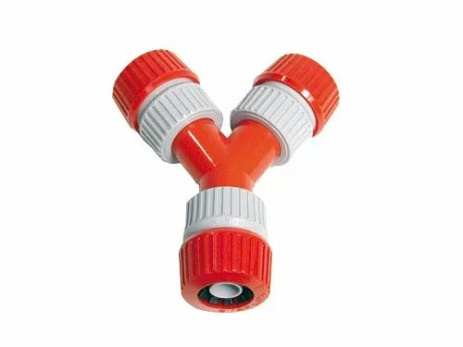 Y-vertakking met 3 opgeschroefde slanghouders ø 12-18 mm (pvc) op kaart